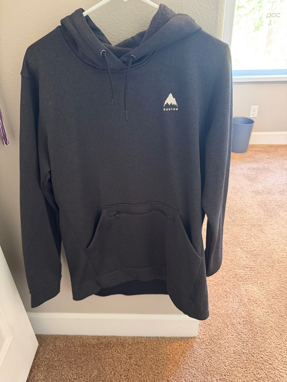 Women’s Burton Black Hoodie with Mountain Logo.  Weatherproof outer, soft inside